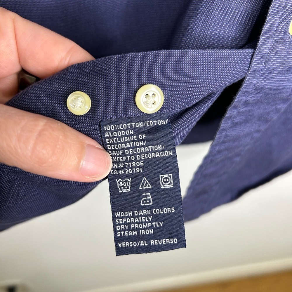 Tommy Hilfiger Cotton Shirt Large Blue Long Sleeve Button Up 80s 2 Ply Adult - Picture 3 of 9